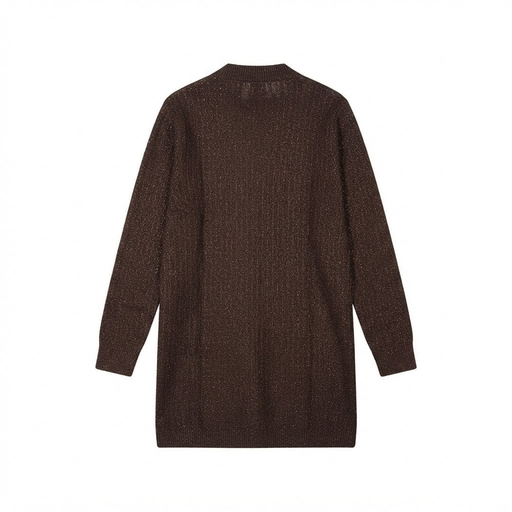 Yes Zee maglia cardigan glitter lungo 1370 O070 IL00 0232 marrone