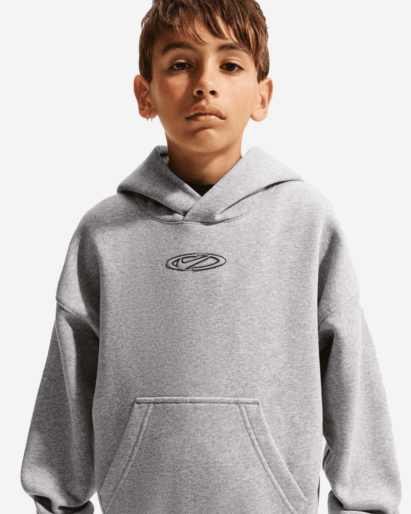 Nike Felpa  oversize junior con cappuccio Sportswear Club Fleece Back Print IO1683-063 grigia