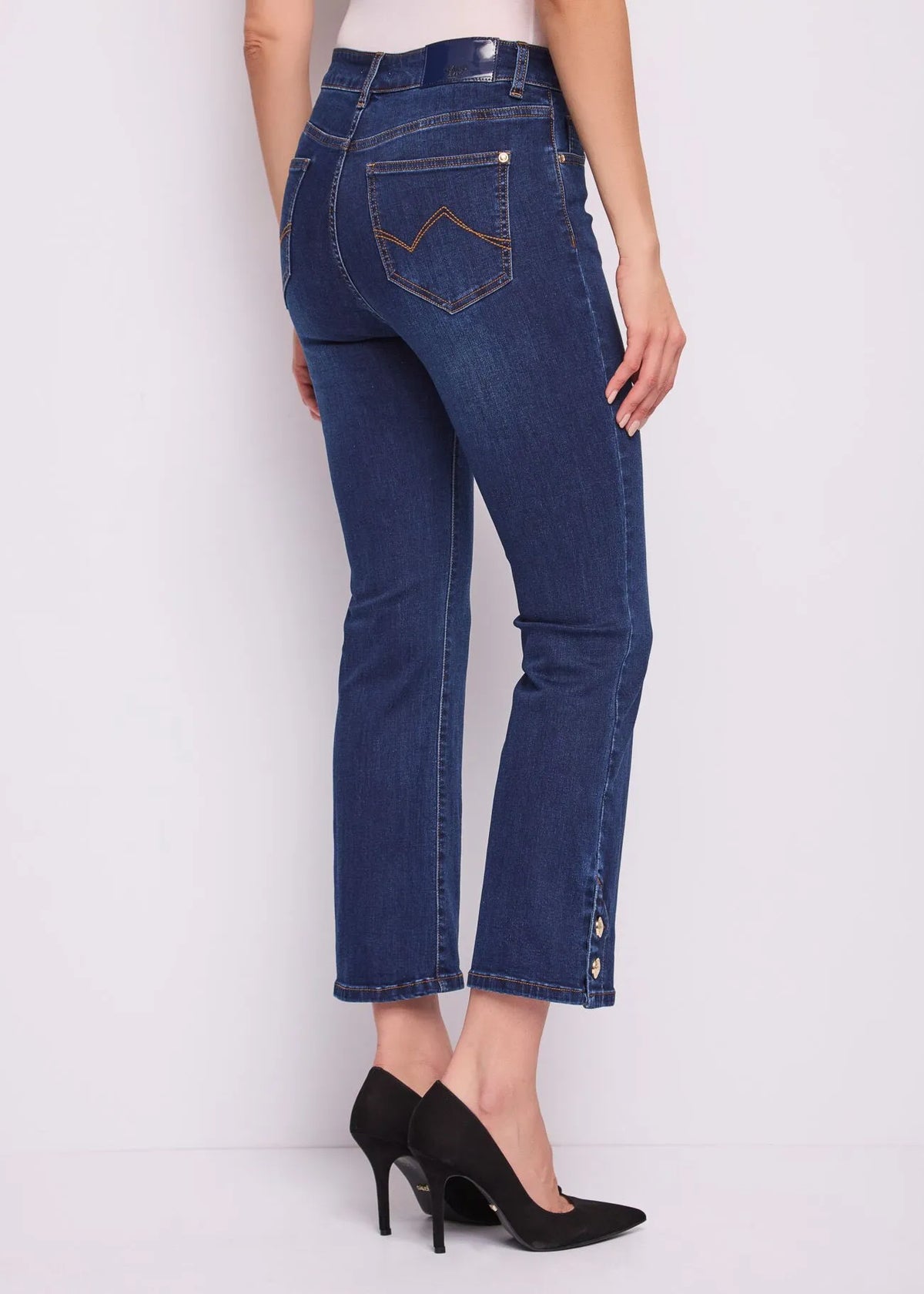 Gaudì Jeans flare cropped da donna in cotone used 621BD26026 blu