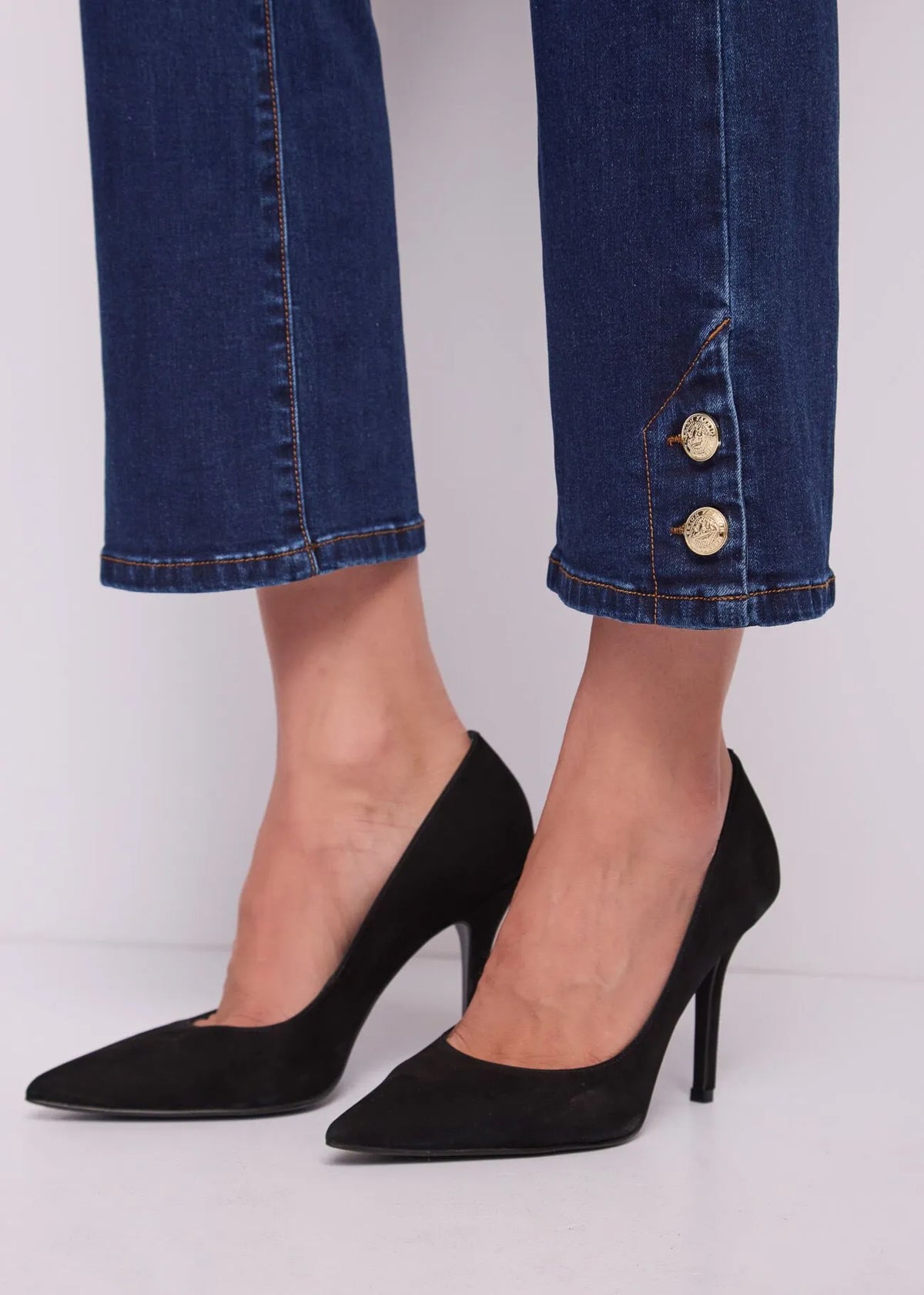 Gaudì Jeans flare cropped da donna in cotone used 621BD26026 blu