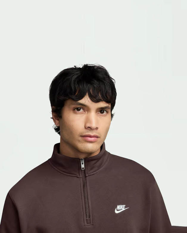 Nike Felpa Sportswear Club in fleece con zip a metà lunghezza - Uomo FN3864-237 marrone