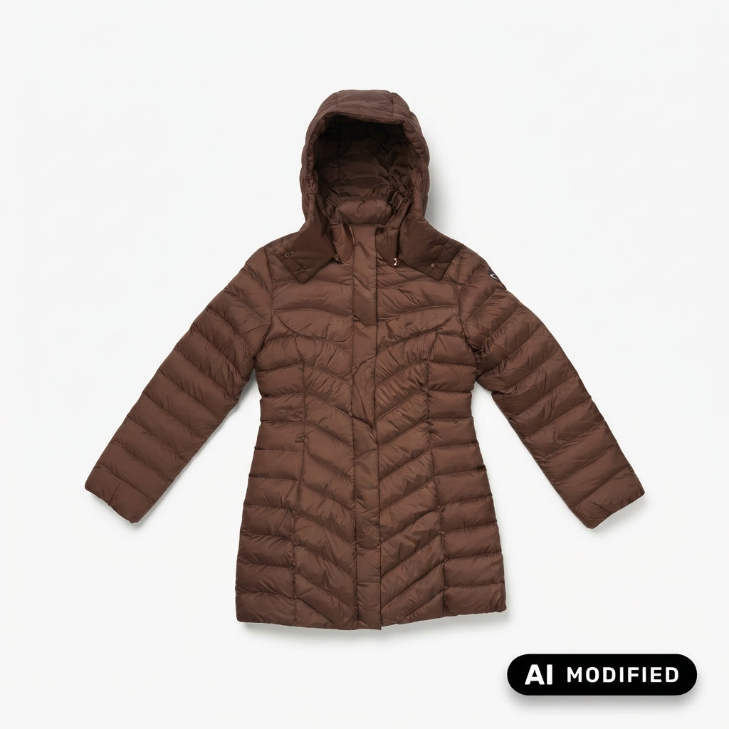 EA7 Armani Giubbotto lungo da donna con cappuccio 7W001532 AF16413 U6068 cioccolato