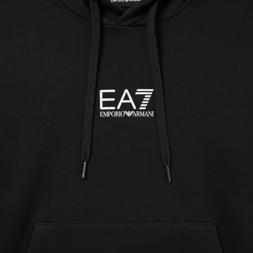 EA7 ARMANI Felpa misto cotone con cappuccio e tasca Core Identity 8NPM37 PJVTZ 1200 nera