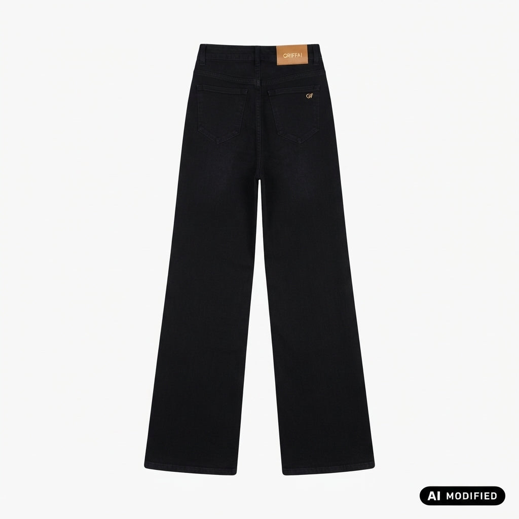 Griffai Pantalone jeans Flare palazzo con strass DGF7326 nero