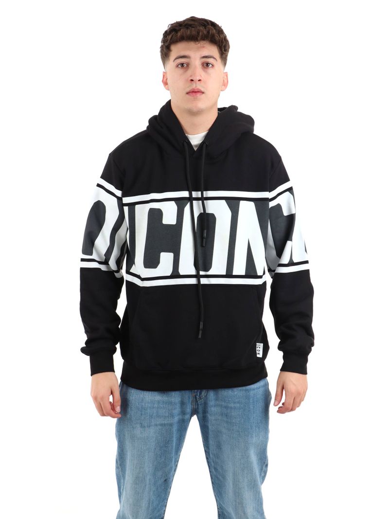 Icon felpa con cappuccio da uomo Stripe IUF053 nero