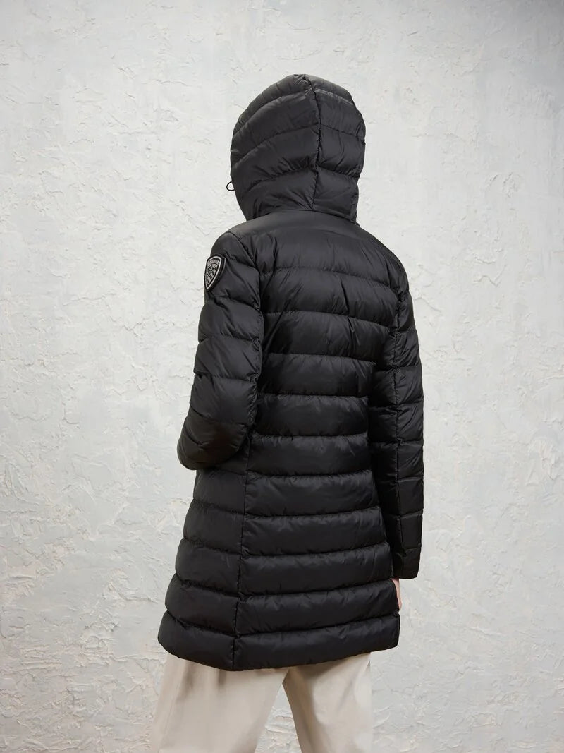 Blauer Piumino lungo donna con cappuccio Agnes 26WBLDK03039-006047 397BW nero