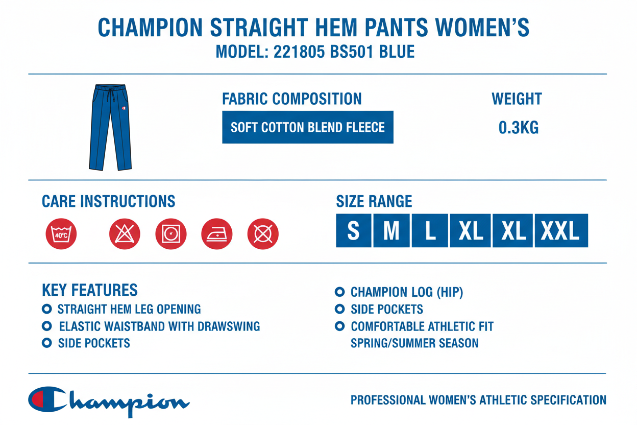 Infografica Champion pantalone donna straight hem blu