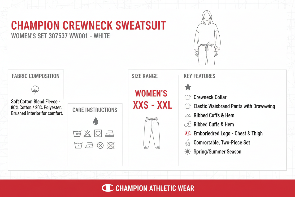 Infografica Champion tuta donna crewneck bianca