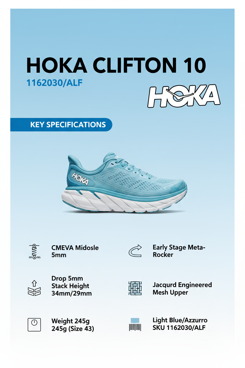 Infografica Hoka Clifton 10