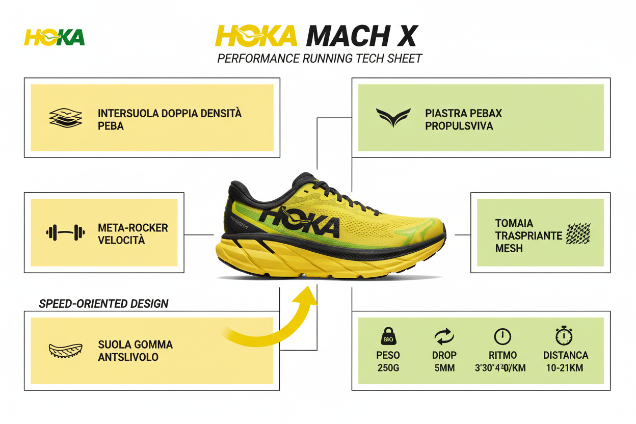 Hoka Mach X Scarpa Running Uomo 31168720/NNHK Giallo-Verde