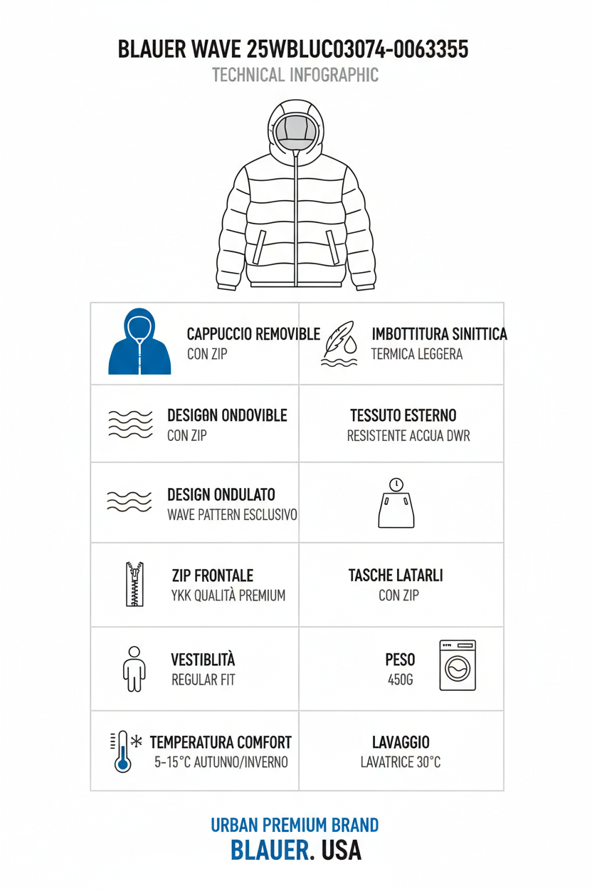 Infografica tecnica Blauer Wave con cappuccio