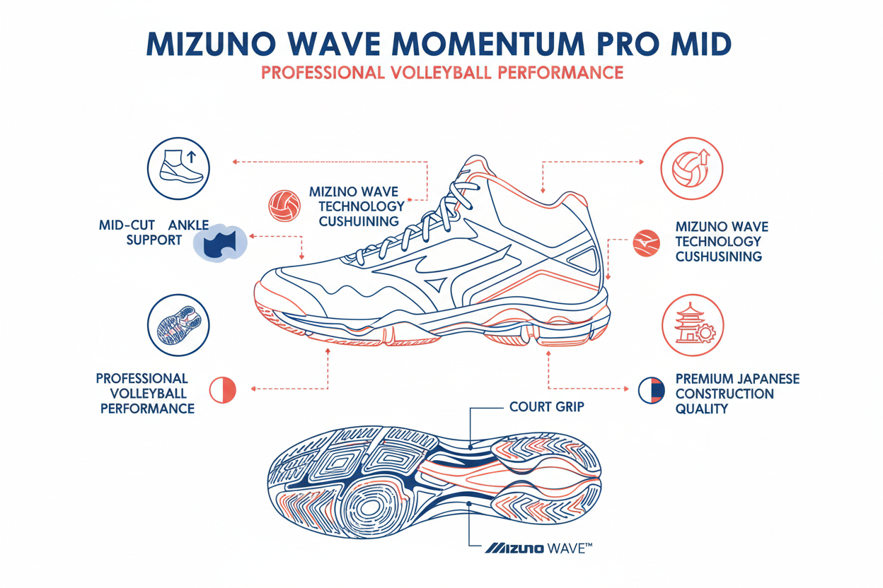Mizuno Wave Momentum Pro Mid V1GA254501 Bianco-Corallo