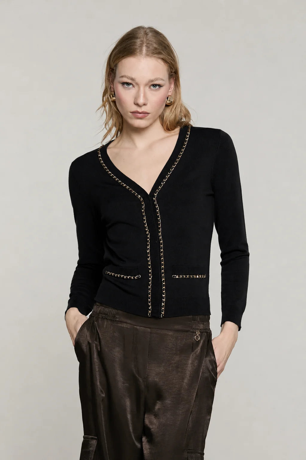 Relish Cardigan CHAINSY manica 7/8 con patte più profili catena RDA2602054003 nero