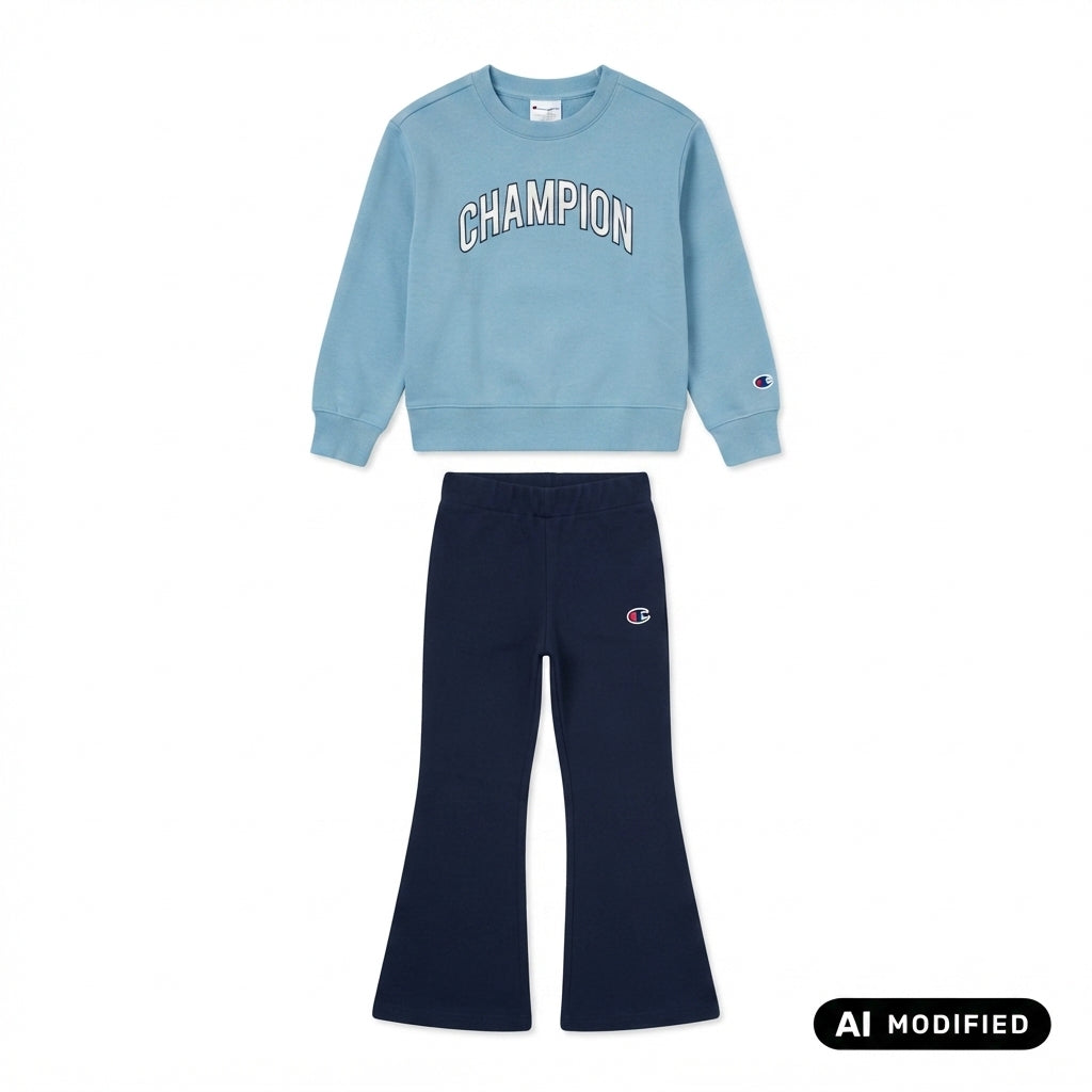 Champion tuta sportiva da ragazza in cotone felpato 405461-BS230 celeste