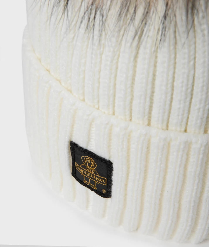 RefrigiWear cappello donna con pom pom in pelliccia SNOWFLAKE HAT B05518 MA9083 A00010 bianco