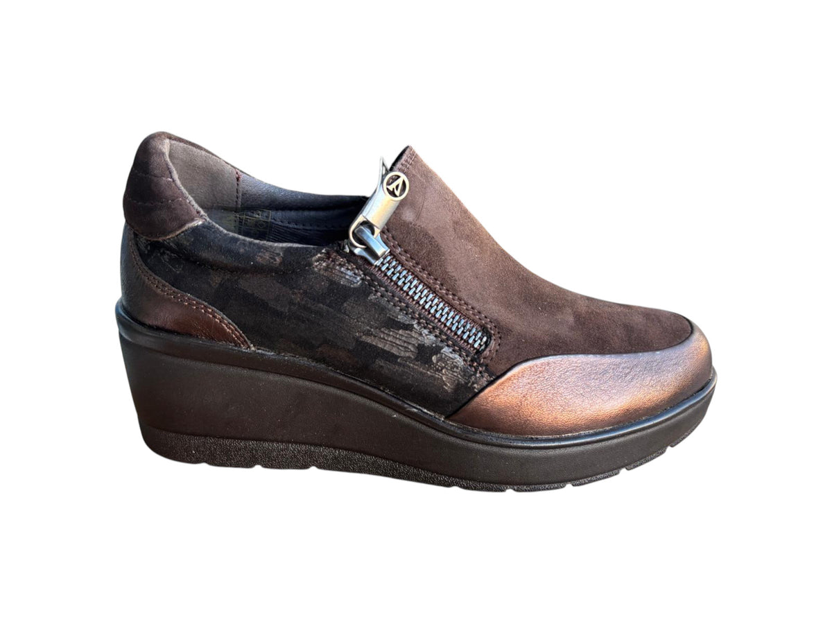 Valleverde scarpa sneakers da donna senza laccio con cerniera 36446 bronzo