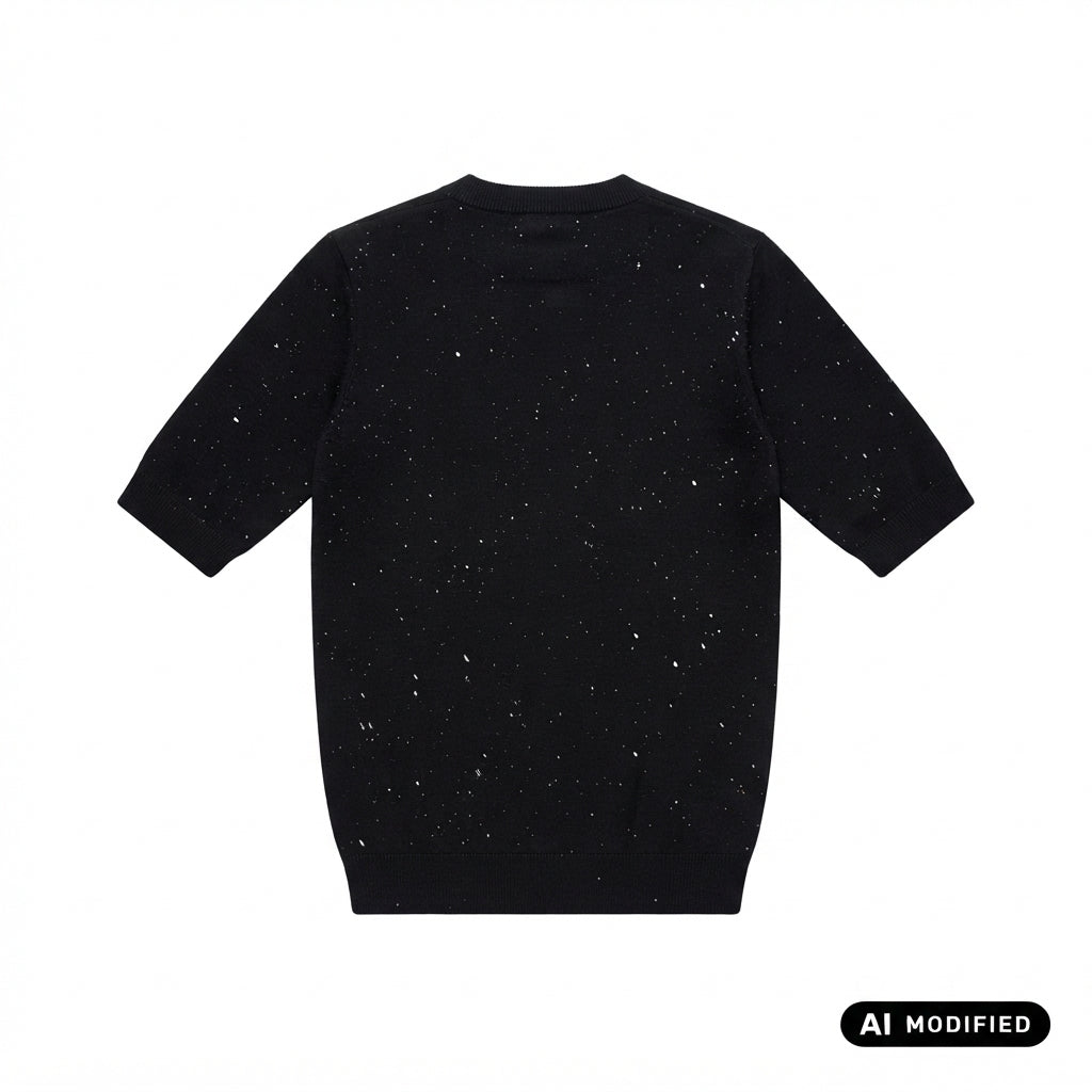 Yes Zee maglioncino lupetto manica corta da donna con paillette 1421 M116/IU00 0801 nero