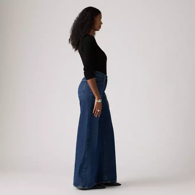 Levi's pantalone jeans da donna 728 a vita alta con gamba ampia blu