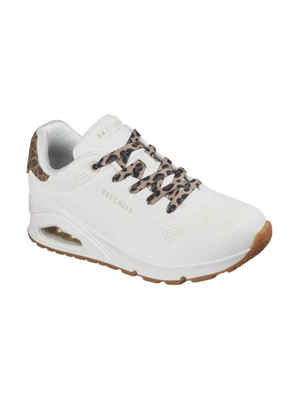 Skechers scarpa sneakers da donna Uno Jungke Nite 177093/WHLD bianco-lerpardo