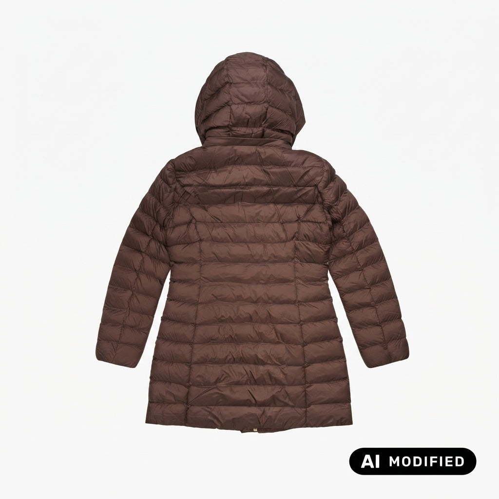 EA7 Armani Giubbotto lungo da donna con cappuccio 7W001532 AF16413 U6068 cioccolato