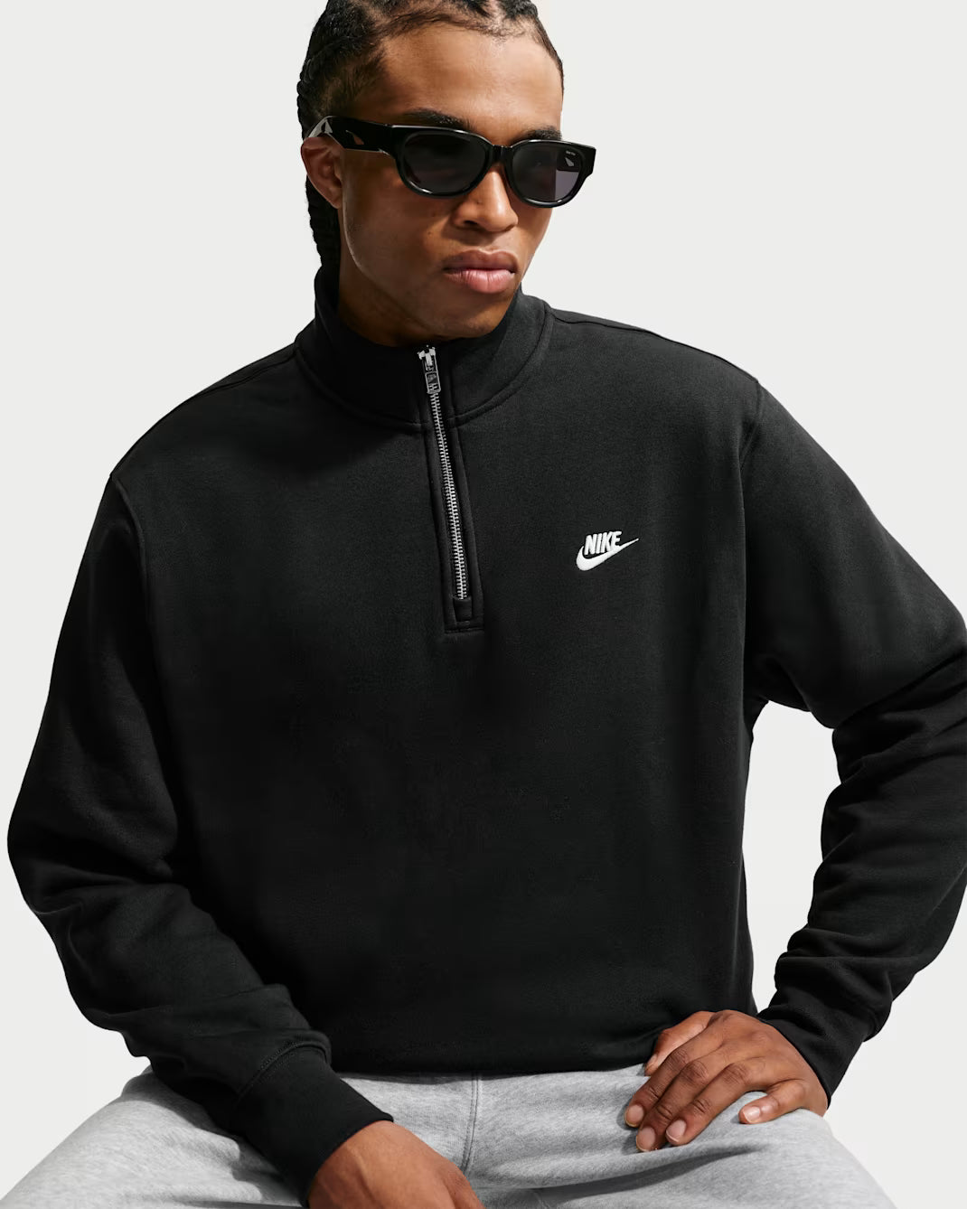 Nike Sportswear Club Fleece FN3864-010 Uomo Nero - Felpa Mezza Zip