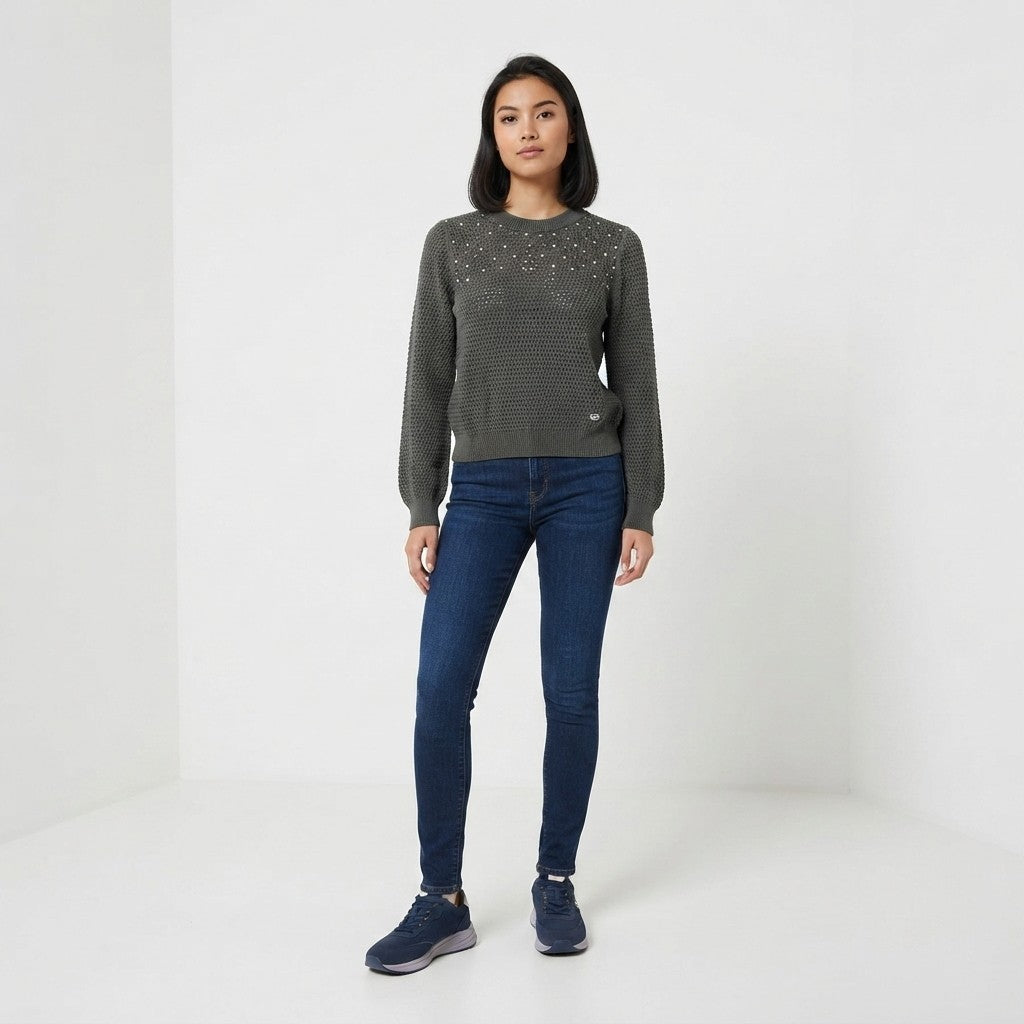Yes Zee maglioncino da donna 1415 M450 JW00 0979 verde militare