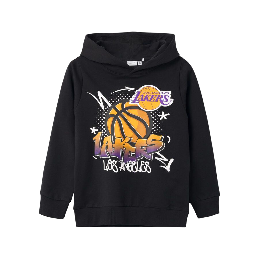 name it felpa con cappuccio da bambino con stampa Los Angeles Lakers 13225993 nero