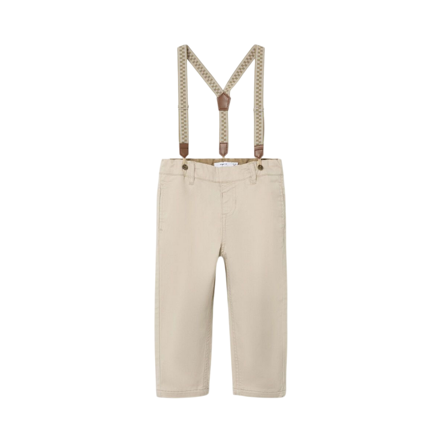 name it pantalone con bretelle da bambino Chino 13240607 sabbia