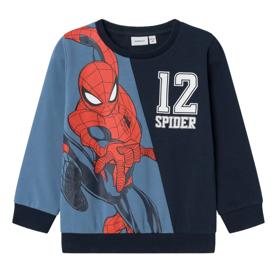 name it felpa girocollo da bambino in felpa leggera con stampa Spiderman 13231929 blu