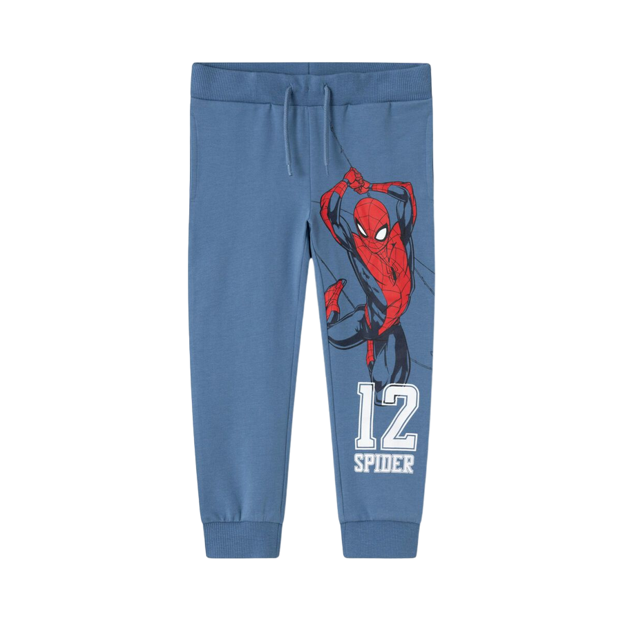 name it pantalone sportivo da bambino in felpa leggera con stampa Spiderman 3231935 celeste