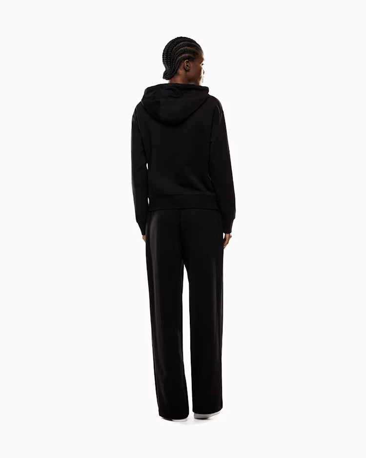 EA7 ARMANI Tuta cotone stretch con cappuccio e pantaloni ampi Core Lady 7W000464 AF13135 UC001 nera