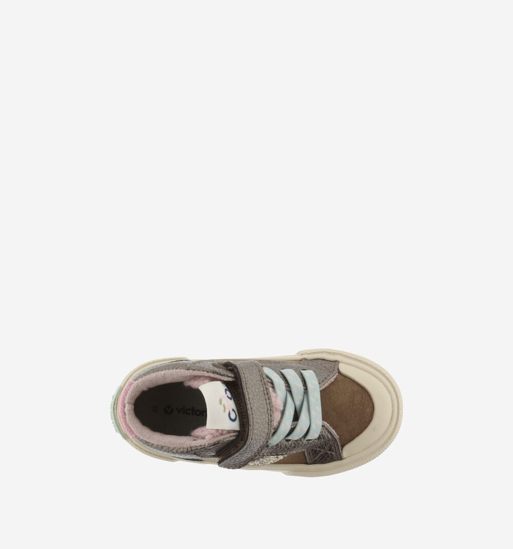 Victoria scarpa sneakers bimba con laccio elastico e velcro Tribu 1065203 marrone