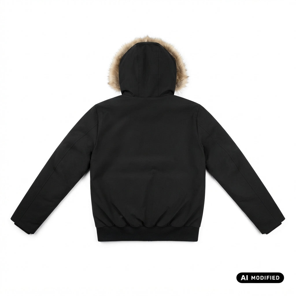 Canadian giubbotto corto con pelliccia al cappuccio da uomo CN.G224370FUR BLA nero
