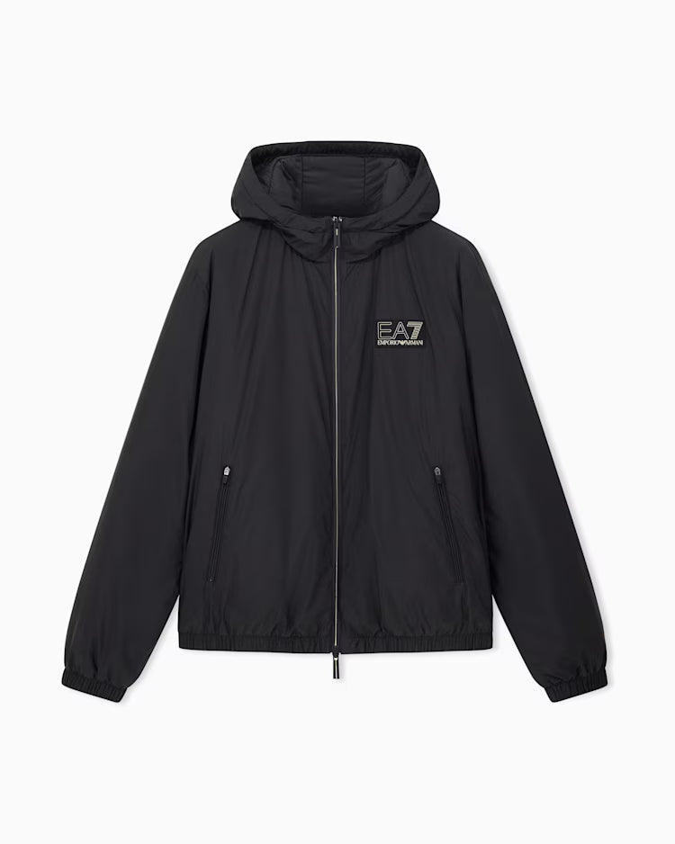 EA7 Armani Giubbino Premium Label over con cappuccio e logo 7M002102 AF25750 UC001 nero