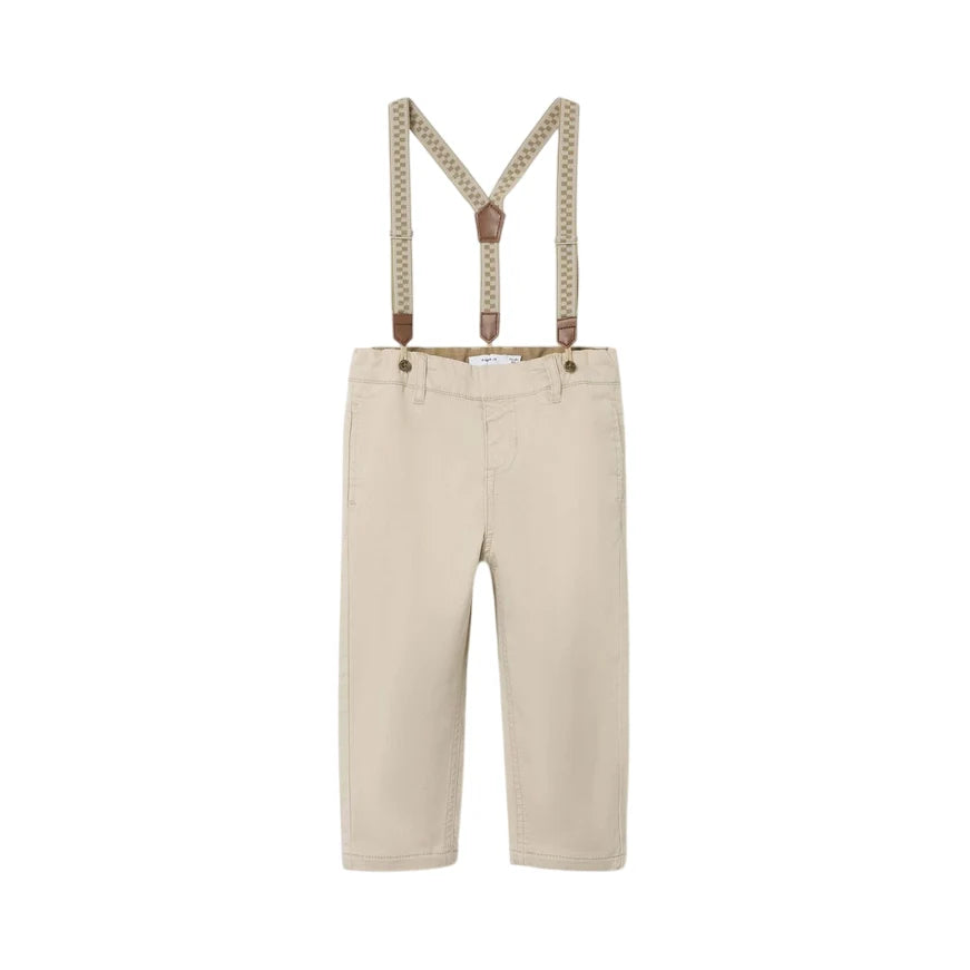 name it pantalone con bretelle da bambino Chino 13240607 sabbia