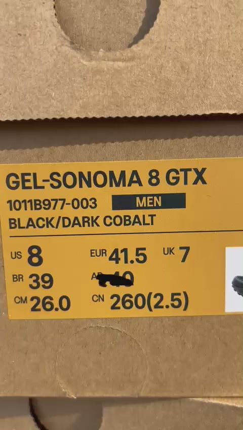 ASICS Gel-Sonoma 8 GTX 1011B977-003 Black/Dark Cobalt | Trail running uomo impermeabile - video