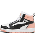 Puma Scarpa sneakers alta da ragazza Rebound v6 Mid 393831 07 bianco-nero-rosa