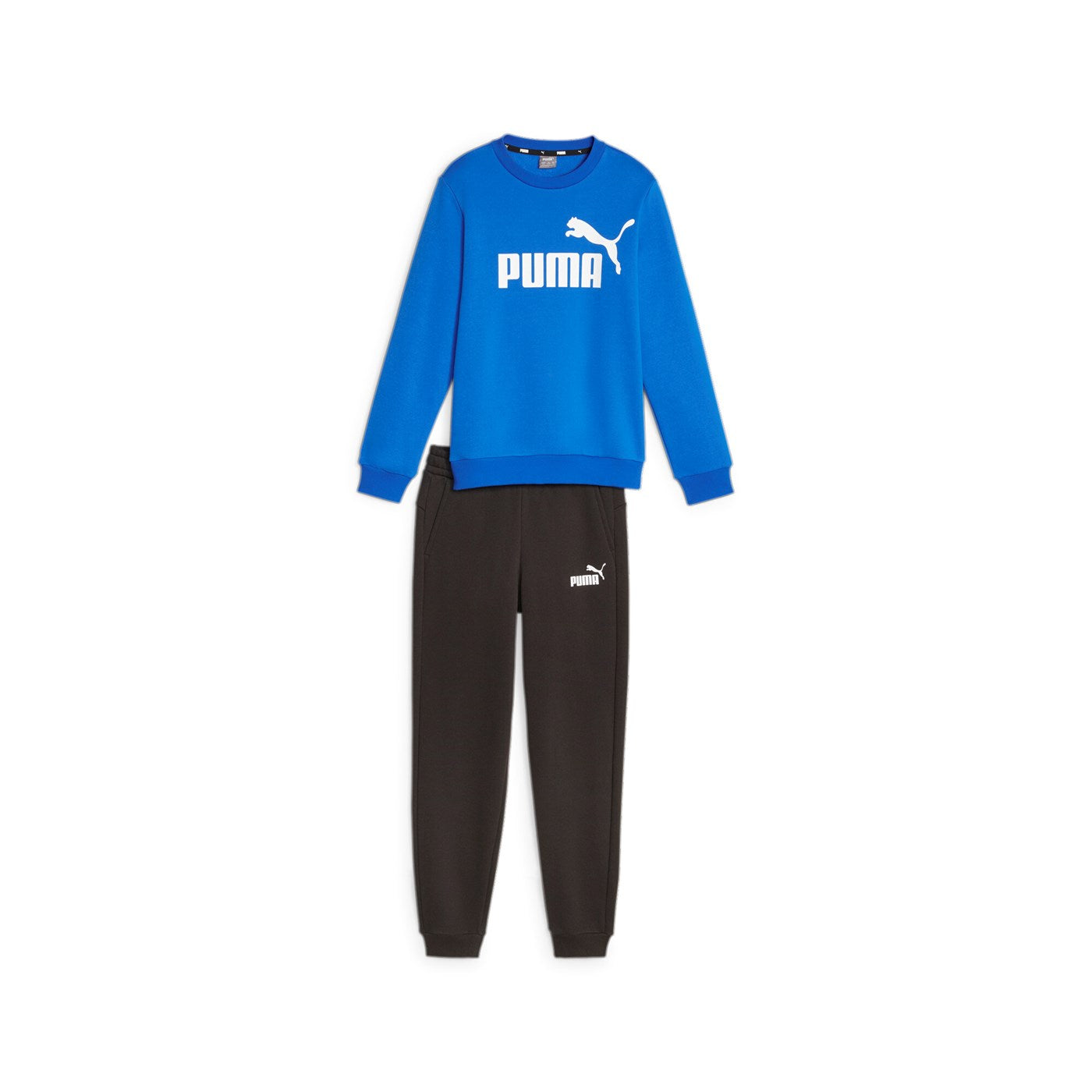 Puma tuta sportiva da ragazzo con felpa girocollo e pantalone con elastico Logo 670884-47 azzurro-nero