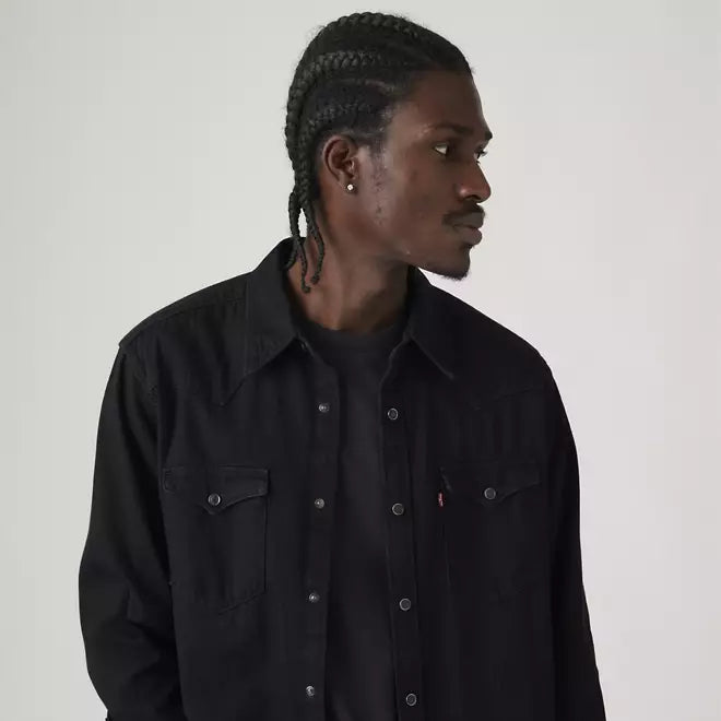 Levi's camicia da uomo in jeans Western Shirt Barstow dal taglio standard 857440002 nera