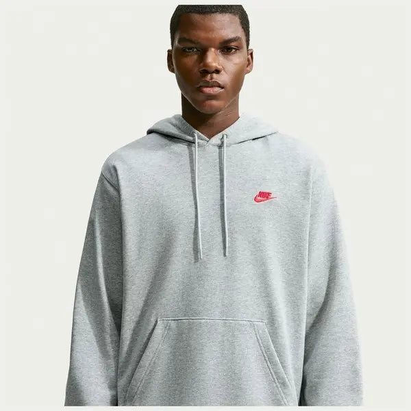 Nike Club Felpa pullover in French Terry con cappuccio da uomo FN3866-064 grigia