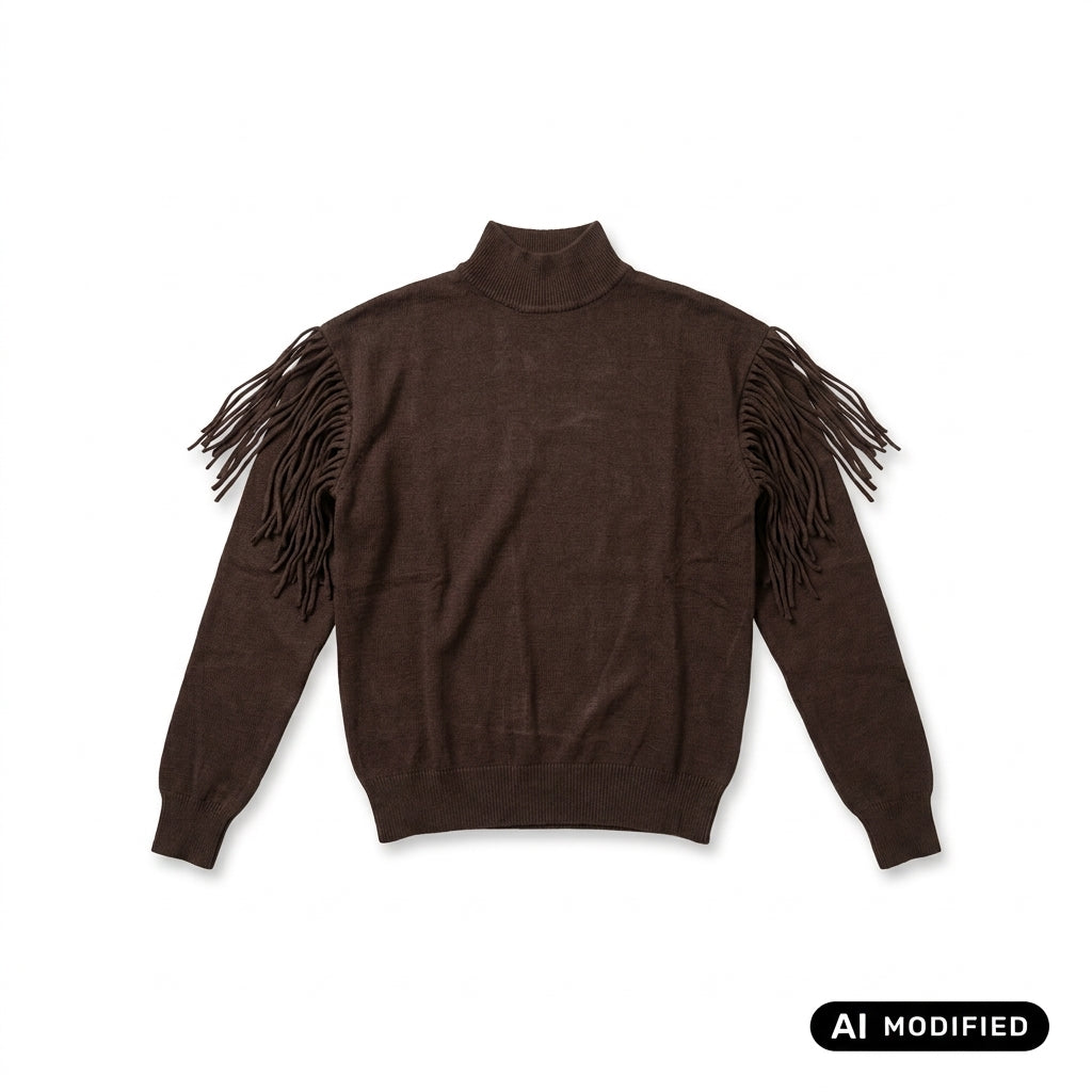 Griffai maglia lupetto con frange DGF6946 moro