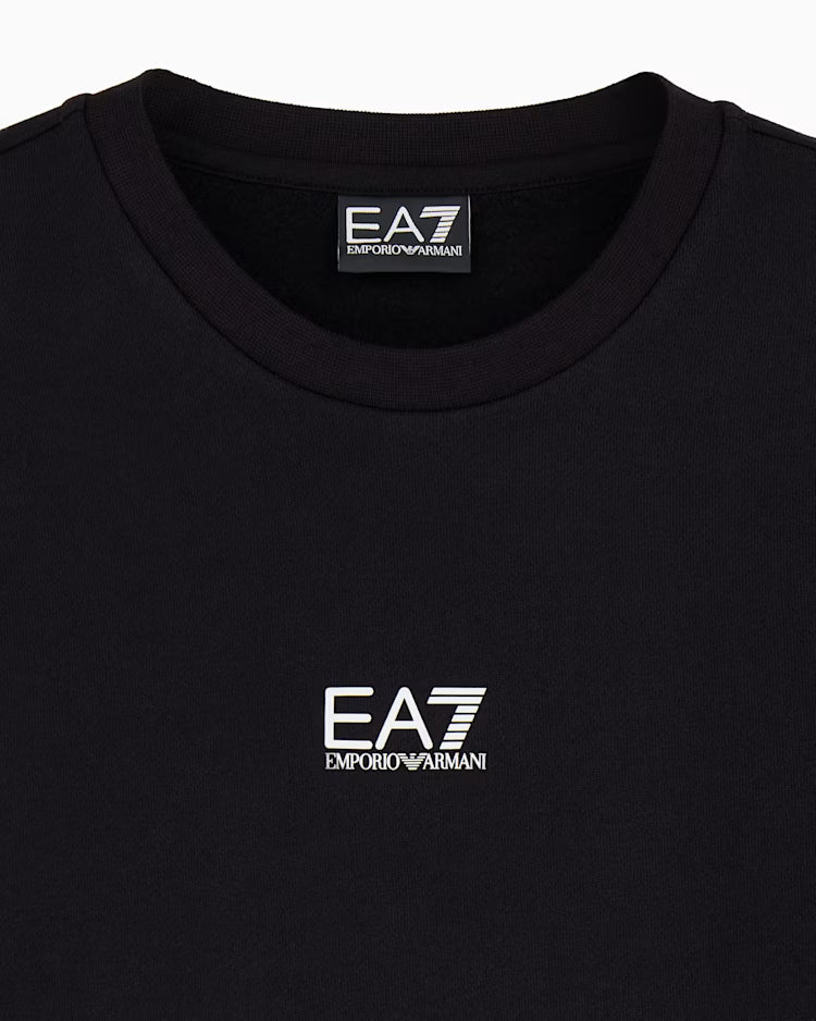 EA7 ARMANI Felpa girocollo da uomo con logo sul petto Core Identity 8NPM34 PJVTZ 1200 nero