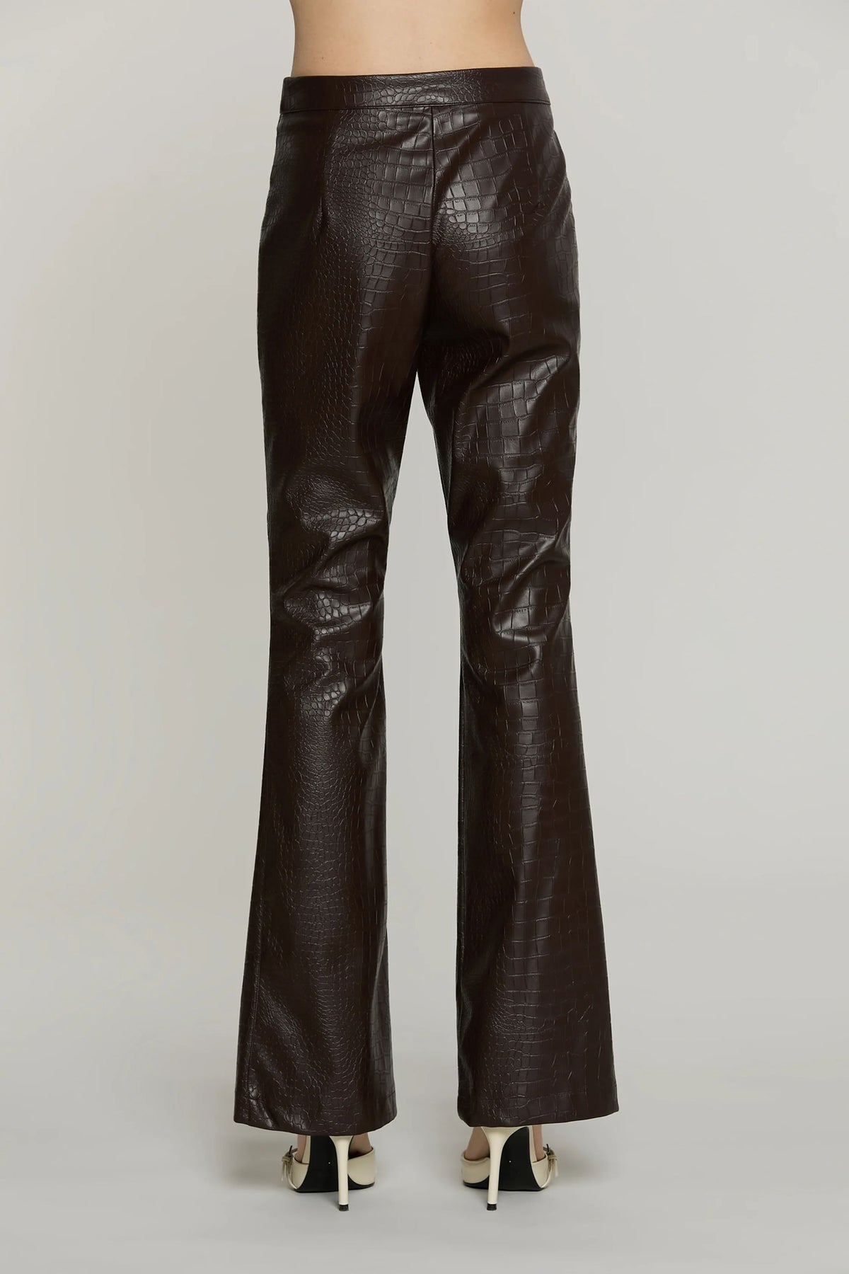 Relish Pantalone DRILLY vita alta zampa con zip ecopelle coccodrillo RDA2607005014 cioccolato