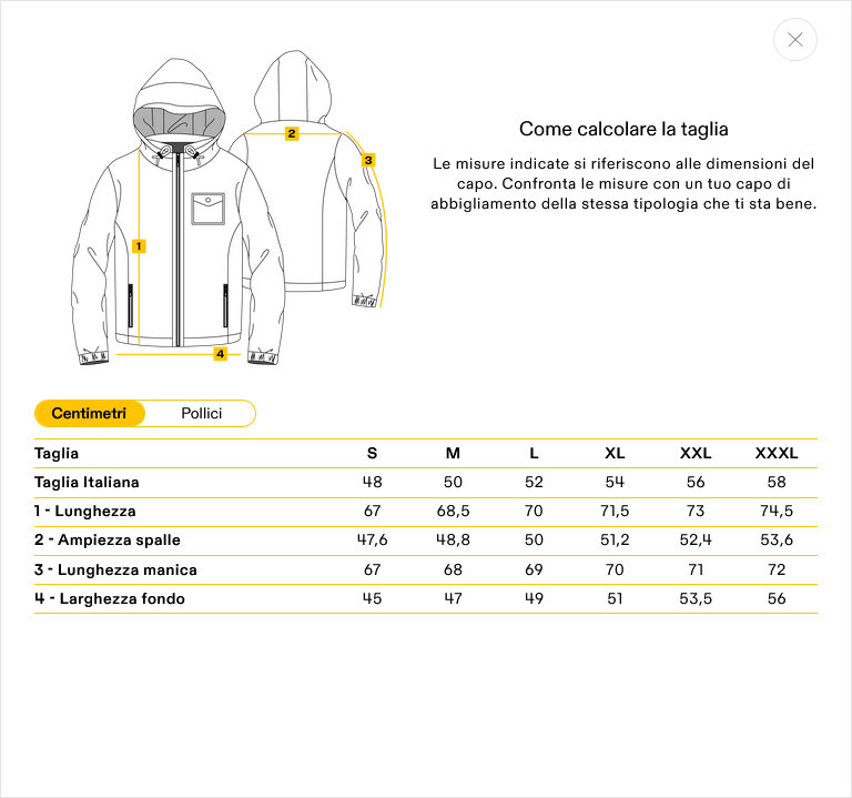 refrigiwear tabella misurazione taglie