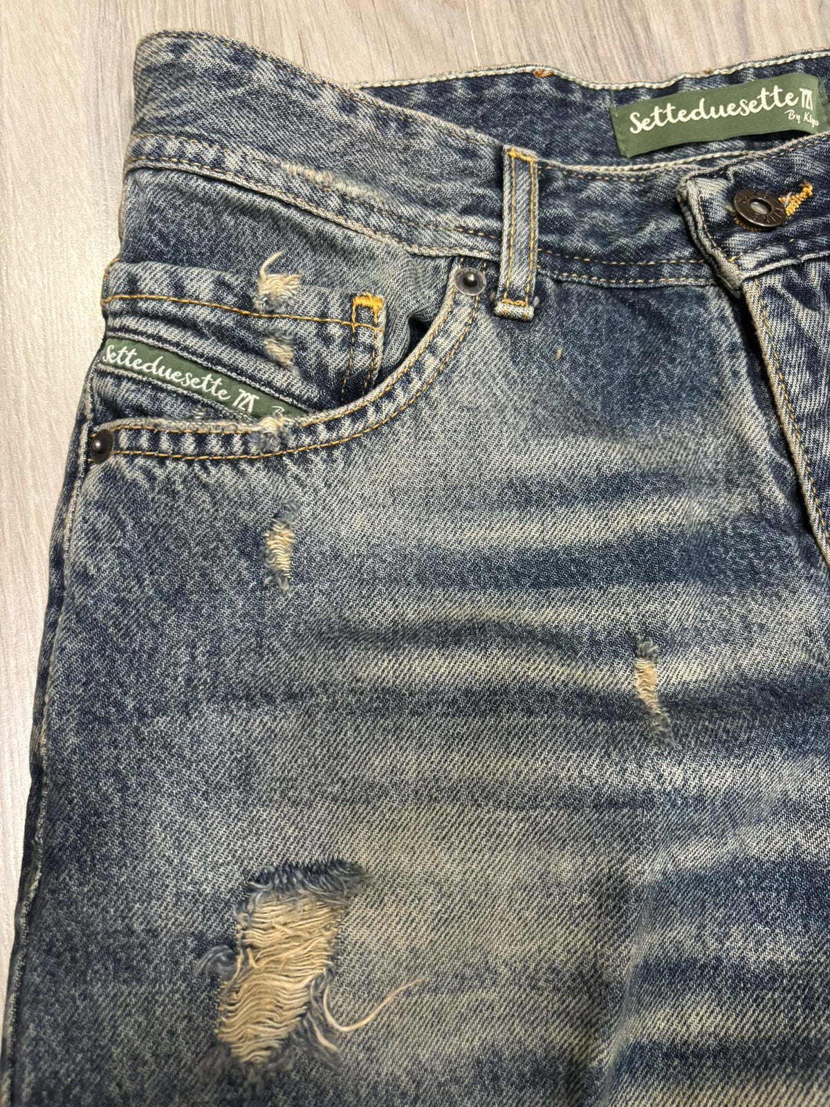Setteduesette by Klixs pantalone jeans uomo Kevin 01170VP rotto slavato blu