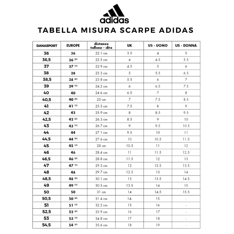 scala taglie adidas 