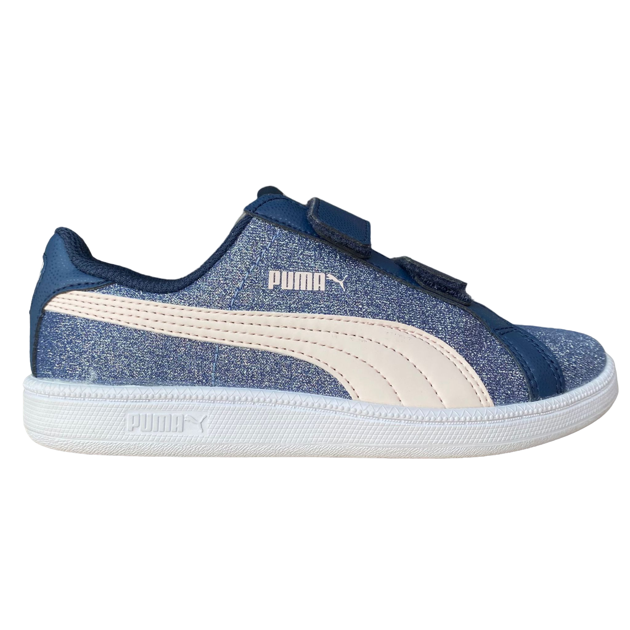 Puma scarpa sneakers da ragazza con strappo Smash glitterata V PS 362956 04 blu