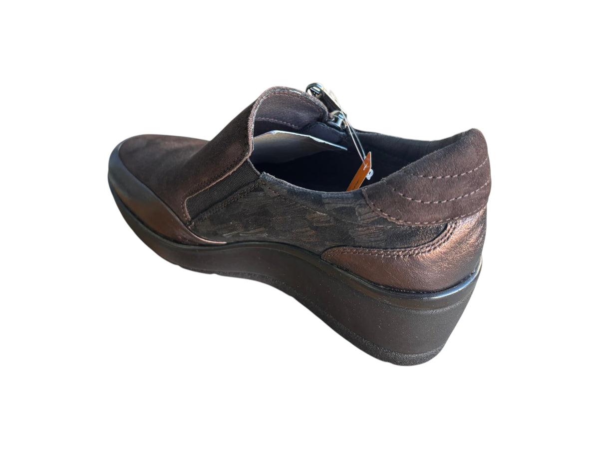 Valleverde scarpa sneakers da donna senza laccio con cerniera 36446 bronzo