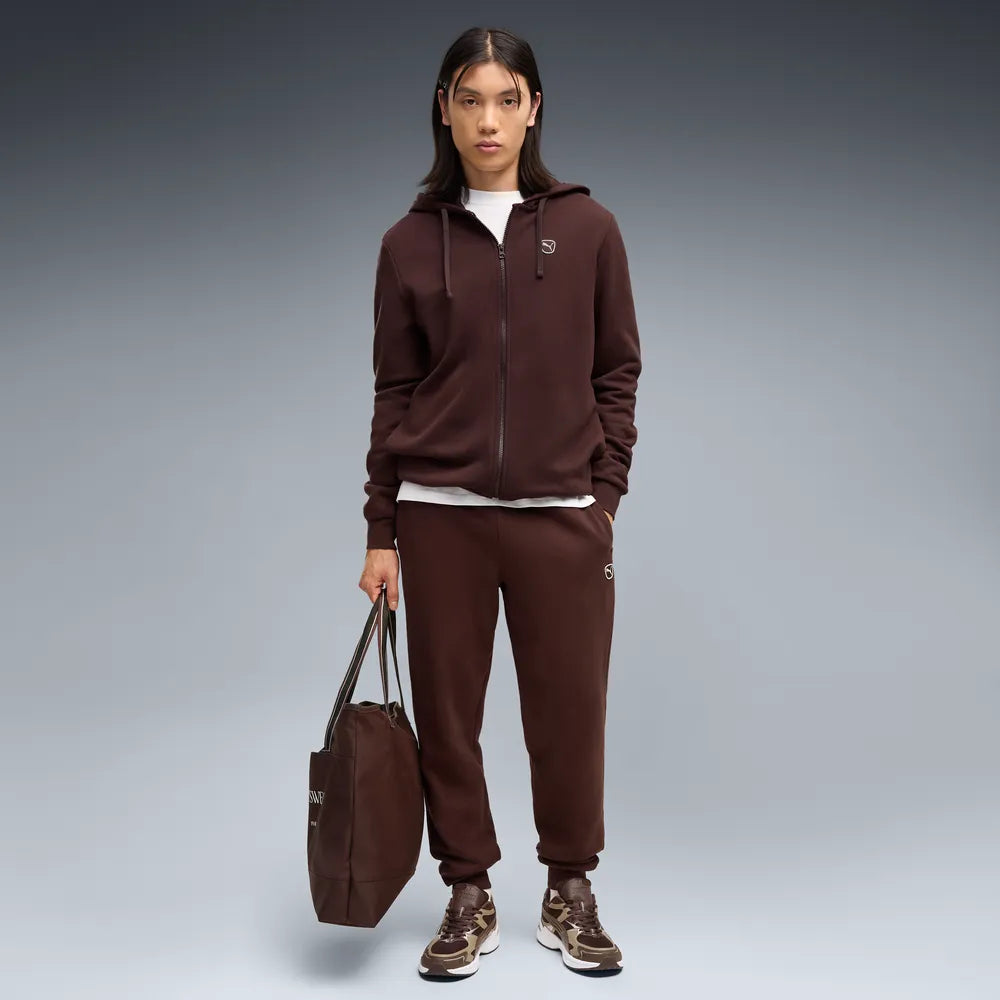 Puma tuta sportiva da uomo con cappuccio Essential Elevated Suit FL 695216-33 cioccolato