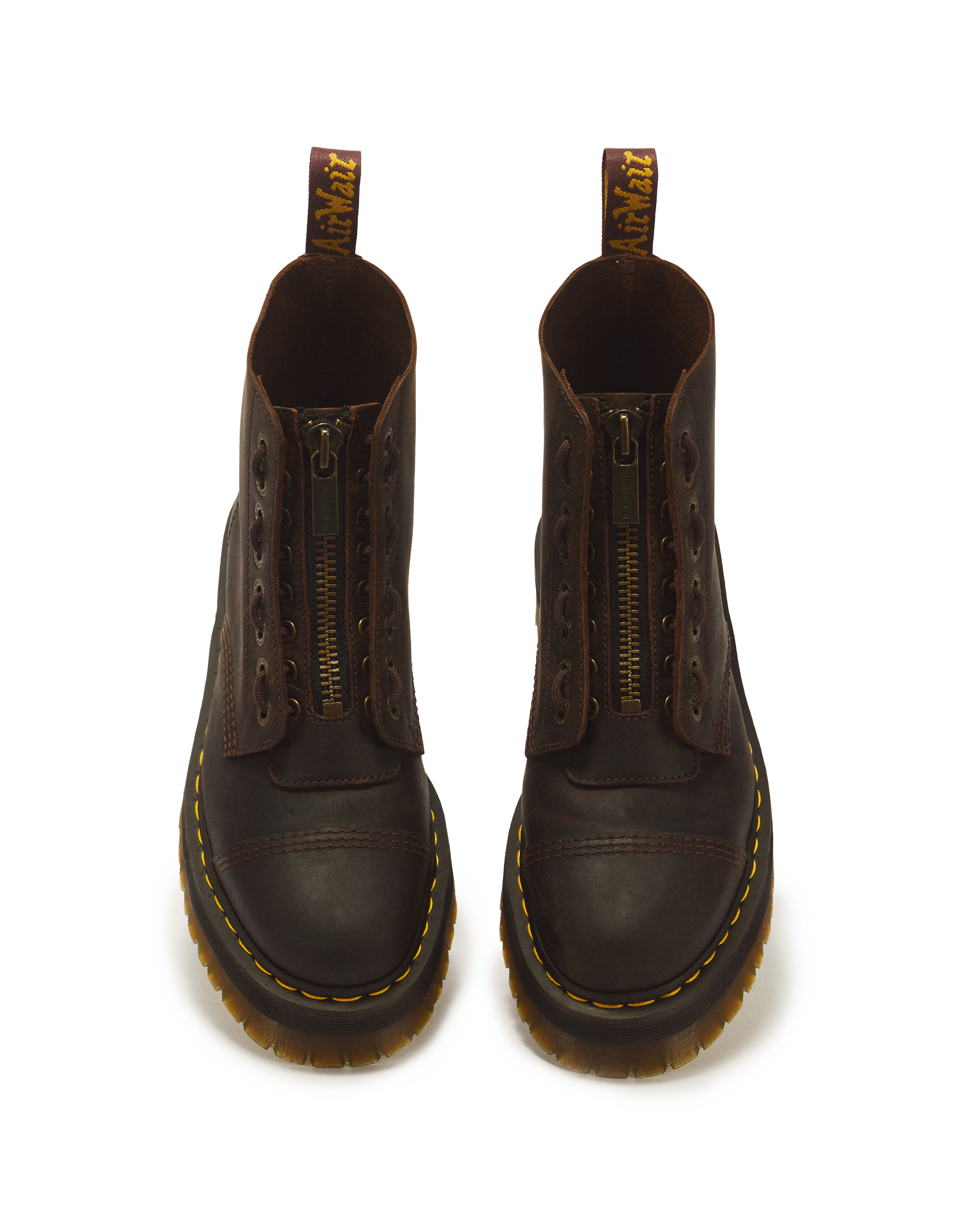 Dr. Martens Sinclair 40910200 Donna Marrone - Stivale Platform Pelle Crazy Horse Zip